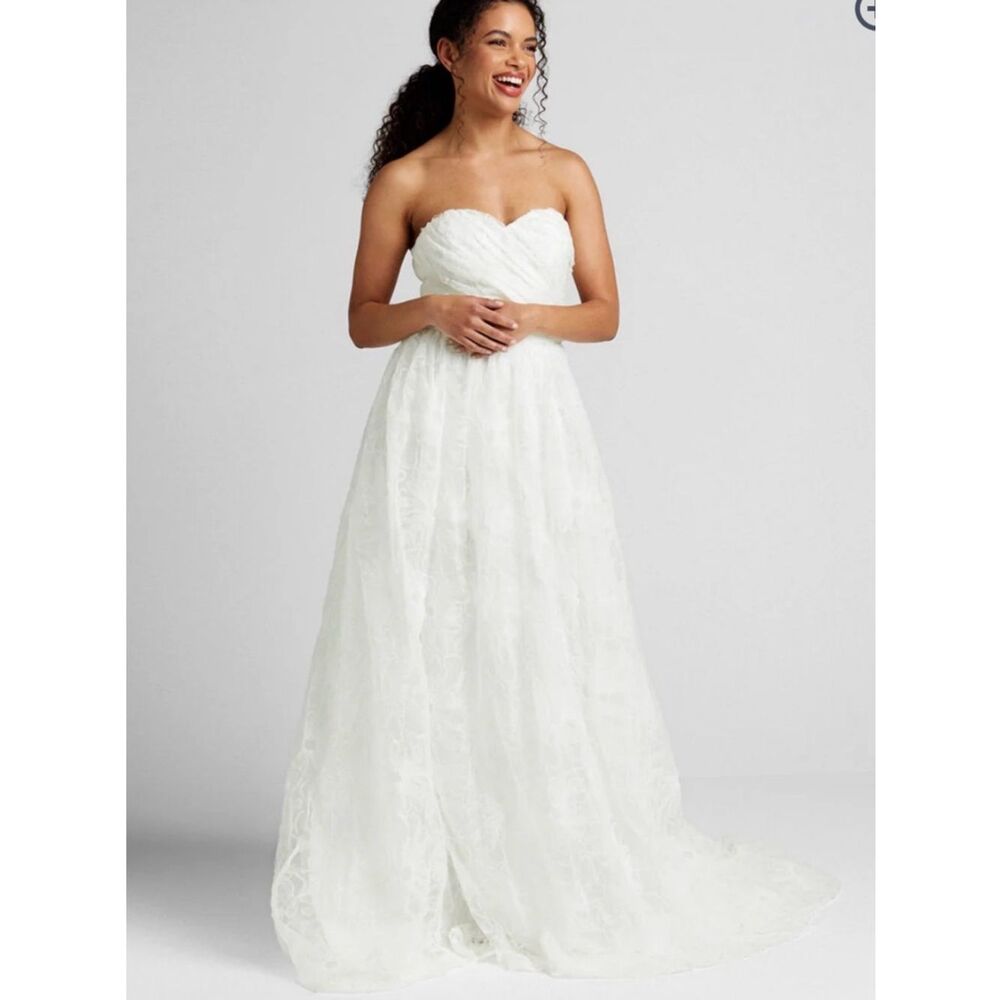 Chi Chi London Strapless Sweetheart White Lace Wedding Dress Plus UK18 US14 NWT